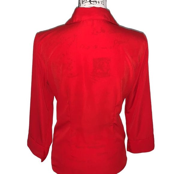 NOTATION red fitted button down blouse Small - Picture 3 of 8